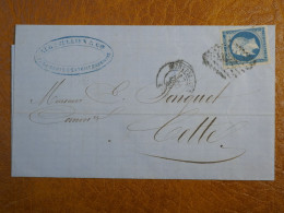 J28 FRANCE  LETTRE  1859 MONTPELLIER A SETE +N°14 MARGES  +CIE ABSINTHE  +AFF. INTERESSANT+++ - 1853-1860 Napoleon III