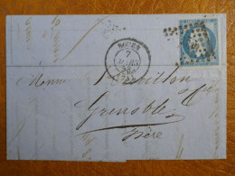 J28 FRANCE  LETTRE  1858 ROUEN A GRENOBLE  +N°14 +AFF. INTERESSANT+++ - 1849-1876: Klassik