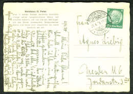 WALPORZHEIM Ahr 1938 6Pf-Hindenburg + Orts-o Auf Ansichtskarte WEINHAUS St.Peter + Heimatbeleg > Dresden - Briefe U. Dokumente