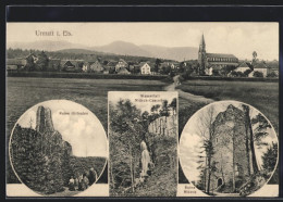 CPA Urmatt, Ruine Girbaden, Cascade Nideck-Cascade, Ruine Nideck, Vue Générale Avec L'Église  - Other & Unclassified