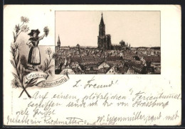 Lithographie Strassburg, Vue Générale Avec Münster  - Other & Unclassified