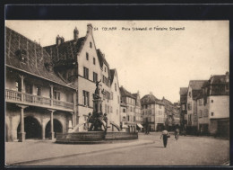 CPA Colmar, Place Schwendi Et Fontaine Schwendi  - Colmar