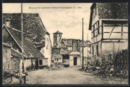 CPA Niederaspach, Strasse Avec Détruitesr L'Église 1914  - Sonstige & Ohne Zuordnung