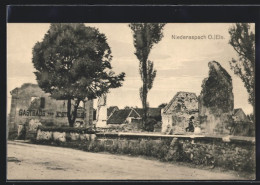 CPA Niederaspach /O.-Els., Vue De La Rue Avec Gasthaus In Ruinesn  - Autres & Non Classés