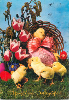 Herzliche Ostergrusse Tulips, Painted Eggs And Chickens - Easter