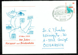 WERNIGERODE Harz 1999 Frankierter Schmuckumschlag 100 JAHRE HARZQUER- U.BROCKENBAHN + Ovaler HandWerbe-o + Heimatbeleg - Brieven En Documenten