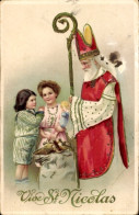 Gaufré CPA Glückwunsch Sankt Nikolaus, Kinder, Geschenke - Other & Unclassified