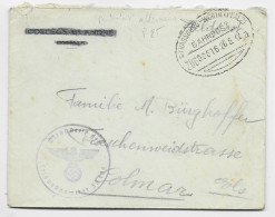 ALSACE LETTRE BRIEF FELPOST AMBULANT STRASSBURG WORTH PFALZ BAHNPOST 26.5.1942 TO COLMAR ALSACE + AIGLE NAZI - Railway Post