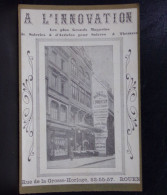 200 CHROMOS . PUBLICITE . A L INNOVATION. GRANDS MAGASINS DE SOIERIES . ARTICLES DE SOIREES. RUE GROSSE HORLOGE . ROUEN - Advertising