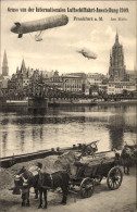 CPA Frankfurt Am Main, Internationale Luftschifffahrt-Ausstellung 1909, Zeppeline, Fuhrwerke, Brücke - Autres & Non Classés