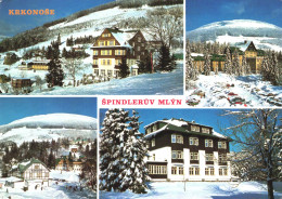 SPINDLEROV MLIN, KRKONOSE, GIANT MOUNTAIN, MULTIPLE VIEWS, ARCHITECTURE, CZECH REPUBLIC, POSTCARD - Czech Republic