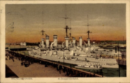 CPA Deutsche Kriegsschiffe In Wilhelmshaven, Kaiserliche Marine, III. Doppel-Einfahrt - Autres & Non Classés