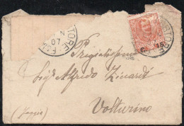 Italia Regno 1905  Floreale 15 Cent. Sovrastampato - Marcophilie