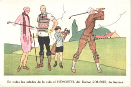 THEME GOLF - Carte Illustrateur - Joueurs De Golf - Edition Madrid - Animée - Belle - Golf