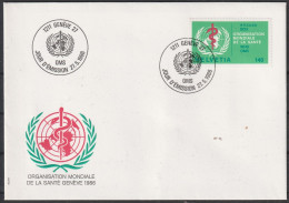 Schweiz: Int. Organisation (OMS) 1986, FDC Blankobrief In EF Mi. Nr. 40, 140 Rp. WHO-Emblem. ESoStpl.  GENF - Usati