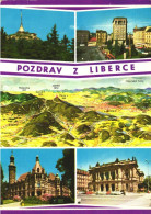 LIBEREC, MULTIPLE VIEWS, ARCHITECTURE, TOWER, CARS, MOUNTAIN, MAP, PARK, CZECH REPUBLIC, POSTCARD - Czech Republic