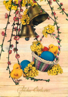 Easter Greetings Painted Eggs Basket, Floral Motif And Chickens - Easter