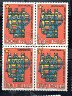 ITALIA REPUBBLICA ITALY REPUBLIC 1975 CENTENARIO UNIFICAZIONE DEGLI ARCHIVI DI STATO LIRE 100 QUARTINA BLOCK USATO USED - 1971-80: Gebraucht