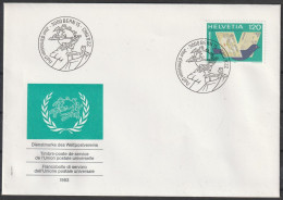 Schweiz: Int. Organisation (UPU) 1983, FDC Blankobrief In EF, Mi. Nr. 14, Tätigkeitsberichte Der UPU, ESoStpl.  BERN - Covers & Documents