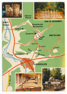 Carton 10,5 X 15 Meuse VERDUN Et Les Champs De Bataille Carte Géographique Et 4 Photos De Sites Et Monument - Verdun