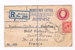 1927 - Lettre Recommandée BRIGHTON ( Angleterre ) Pour SAINT-SERVAN (france ) ( Hôtel Victoria ) -1927 - Brieven En Documenten