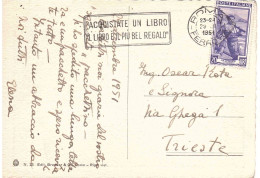 CARTOLINA ROMA TEMPIO DI NERVA CON ANNULLO TARGHETTA ACQUISTATE UN LIBRO - 1946-60: Poststempel
