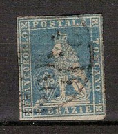 (Fb).Italia.A.Stati.Toscana.1851.-2cr Verde Azzurro Su Grigio,usata (125-24) - Toscana
