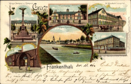 Lithographie Frankenthal In Rheinland Pfalz, Turnhalle, Taubstummenanstalt, Erkenbert Museum, Hospital - Autres & Non Classés