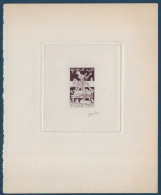 TUNISIE 1955 épreuve D'artiste N°396 5f En Violet Fonçé Les Métiérs " BRODERIE " Signée Du GRAVEUR GANDON TTB - Sonstige & Ohne Zuordnung
