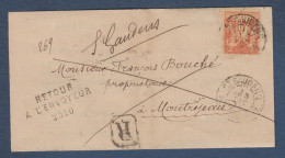 Haute Garonne - RETOUR / A L'ENVOYEUR / 2510 De Montréjeau Sur Lettre Recommandée - 1877-1920: Semi Modern Period
