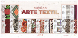 2023 MÉXICO ARTE TEXTIL HOJA SOUVENIR, S/S TEXTILE ART, DEFINITIVE NEW SERIES 13 STAMPS MNH EMBROIDERY, INDIGENOUS - Mexiko