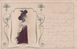 Art Nouveau Bleuets Et Belle Femme Mealy Envoi Thereau Gendarme Montreuil Bonnin Vienne - Avant 1900