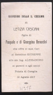 SANTINO COMMEMORATIVO -  COREGLIA  ANTELMINELLI (LUCCA) 1917 -  RICORDO CRESIMA (H917) - Images Religieuses
