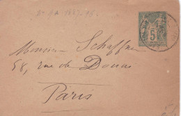 LSC Sage 5c  Pour Paris  1905  Mignonette - Cartoline Postali E Su Commissione Privata TSC (ante 1995)