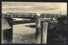 AK Wehlau, Die Gesprengte Eisenbahnbrücke  - Ostpreussen