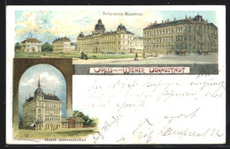 Lithographie Wien-Donaustadt, Infanterie-Kaserne Und Hotel Theresienhof  - Autres & Non Classés