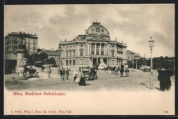 AK Wien, Deutsches Volkstheater Mit Litfasssäule  - Autres & Non Classés