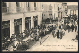CPA Oudjda, Rue De Maghrnia, Café Simon  - Other & Unclassified