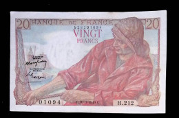 JC, Billet, France, Vingt, 20 Francs Pêcheur, 10-3-1949, 2 Scans - 20 F 1942-1950 ''Pêcheur''