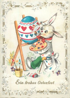 Easter Greetings Rabbit Egg Decorating Funny Holiday Illustration - Easter