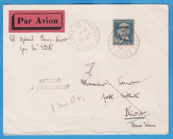 LETTRE PAR AVION DE 1930 - TIMBRE PASTEUR N° 265 SEUL - 1F50 BLEU CONGRES DU B.I.T. 1930 - LE BOURGET PORT AERIEN - Brieven En Documenten