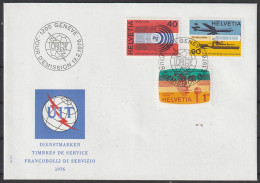 Schweiz: Int. Organisation (UIT) 1976, FDC Blanko Satzbrief, Mi. Nr. 11-13, Tätigkeitsbereiche,  ESoStpl. GENF - Storia Postale