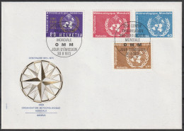 Schweiz: Int. Organisation (OMM) 1973, FDC Blanko Satzbrief, Mi. Nr. 10-13, WMO- Emblem,  ESoStpl. GENF - Briefe U. Dokumente