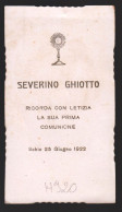 SANTINO COMMEMORATIVO -  SCHIO 1922 -  RICORDO 1^ COMUNIONE (H920) - Images Religieuses
