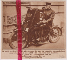 New York - Armed Police , Schild Op Motor - Orig. Knipsel Coupure Tijdschrift Magazine - 1926 - Unclassified