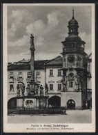 AK Arnau /Sudetengau, Pestsäule Und Rathaus  - Tchéquie