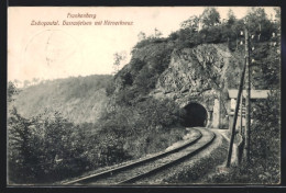 AK Frankenberg, Zschopautal, Harrasfelsen Mit Körnerkreuz  - Zschopau