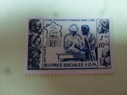 Etablissements Français Dans L'Inde Oeuvres Sociales F O M - Unused Stamps