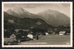 AK Au Bei Berchtesgaden, Ortspartie Mit Watzmann Und Hochkalter  - Berchtesgaden