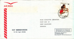 Rwanda Air Mail Cover Sent To Denmark 20-3-1983 ?? Single Franked - Lettres & Documents